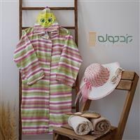 تصویر حوله تنپوش نخی سنتی یزدی کودک طرح سلین گلدوزی شده رنگ سبز Yazdi traditional cotton bodysuit towel