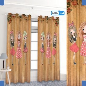 تصویر پرده اتاق کودک-طرح سه دختر-کد 3357 