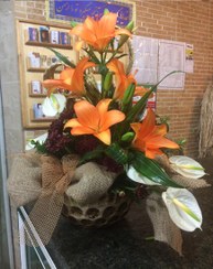 تصویر سبد گل یکطرفه لیلیوم انتریوم داودی کد271 