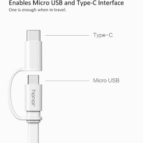 تصویر کابل 2 سر Honor AP55S 2A 1.5m Honor AP55S 2 in 1 data and charging shielded cable &nbsp;