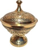 تصویر قندان برنجی هندی طرح گل 