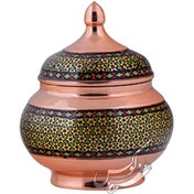 تصویر قندان متوسط مس و خاتم برند آقاجانی 