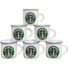 تصویر فنجان قهوه اسپرسو سرامیکی استارباکس مجموعه 6 عددی starbucks coffee cup 6 pice