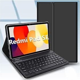 تصویر قاب کیبورد شیائومی Redmi Pad SE برای تبلت Redmi Pad SE کاور مغناطیسی جداشدنی بی‌سیم عربی و کیبورد انگلیسی Xiaomi Redmi Pad SE (11 اینچ) 2023 (بدون ماوس پد مشکی) - ارسال 20 روز کاری Xiaomi Redmi Pad SE Keyboard Case for Tablet Redmi Pad SE Cover Magnetic Detachable Wireless Arabic and English Keyboard Cases Xiaomi Redmi Pad SE (11 Inch) 2023 (Without Mouse Pad Black)