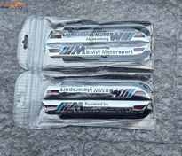 تصویر لوگوی m پاور استیل فلزی مناسب برای دو سمت گلگیر یا روی موتور BMW 