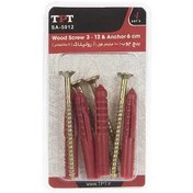 تصویر مجموعه 4 عددی پیچ چوب و رولپلاک تی پی تی مدل SA-5012 TPT SA-5012 Wood Screw And Rawlplug Pack Of 4 PCS