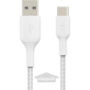 تصویر کابل بلکین مدل Belkin USB-A TO USB-C Cable (Nylon) 1M-white 