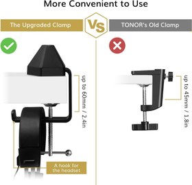 تصویر پایه میکروفون، پایه میکروفون بوم تعلیق قابل تنظیم TONOR با فیلتر پاپ، آداپتور 3/8 اینچ تا 5/8 اینچ، گیره میکروفون، گیره ارتقا یافته Heavy Duty برای میکروفون های Hyperx Blue Yeti Rode Elgato و غیره (T20) Microph Microphone Arm Stand, TONOR Adjustable Suspension Boom Scissor Mic Stand with Pop Filter, 3/8" to 5/8" Adapter, Mic Clip, Upgraded Heavy Duty Clamp for Hyperx Blue Yeti Rode Elgato etc. Mics (T20)