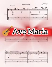 تصویر نت گیتار Ave Maria شوبرت به همراه تبلچر، اجرای نت و بکینگ ترک 