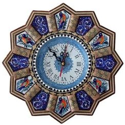 تصویر ساعت دیواری میناکاری و خاتم کاری اصفهان INLAID WALLCLOCK