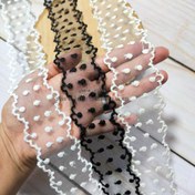 تصویر دانتل شیفون دو طرفه طرح خالدار عروسکی (کد22) 