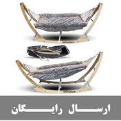 تصویر گهواره ننو نوزادی سنتی بانوج نوزاد هشت طناب چوبی ضد رفلاکس مدل کلاسیک 