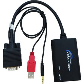 تصویر مبدل VGA به HDMI همراه صدا با کيفيت HD فرانت Faranet VGA to HDMI+AUDIO+USB converter