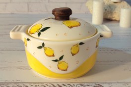 تصویر قابلمه سرامیکی دست ساز طرح لیمو 