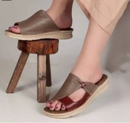 تصویر صندل زنانه پروانه دورنگ چرم 