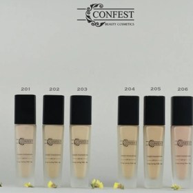 تصویر کرم پودر پمپی شیشه ای کانفست SPF 30 بدون چربی با نمای مات - 20 confest liquid pump foundation spf 30 matte and soft