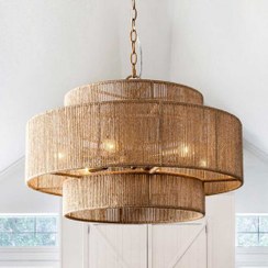 تصویر لوستر حصیری ایکیا مدل دستساز با جنس رافیا 