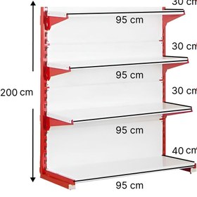 تصویر قفسه سوپری‌ خودایست 4‌‌ طبقه 95×30 ارتفاع 200 