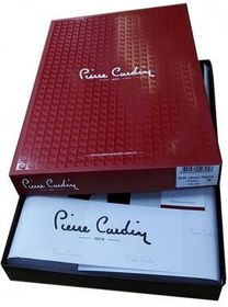 تصویر ست پیژامه آبی مردانه لباس راحتی آستین بلند یقه دکمه دار نوک مدادی پیر کاردین برند فرانسه Pierre Cardin 