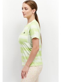 تصویر لباس ورزشی زنانه با آستین کوتاه مخصوص دویدن، سبز نئونی برند Adidas Women Sportswear Fit Short Sleeve Running T-Shirts, Neon Green