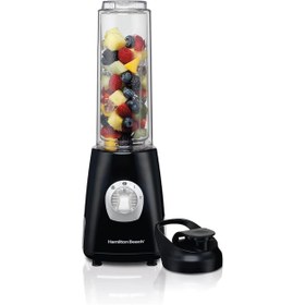 تصویر Hamilton Beach Go Sport Single Serve 2-Speed Personal Blender For Shakes And Smoothies, Two 600ml Shatterproof Double Wall Jars, 250 Watts, Stainless Steel, Black, 51241-Sau, 2 Year Limited Warranty 