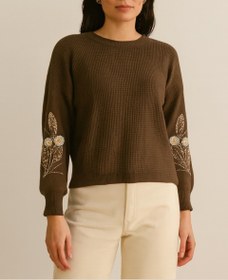 تصویر بلوز بافت آستین پولک 