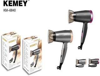 تصویر سشوار مسافرتی 1800 وات کمی Kemei Travel Hair Dryer KM-6840 Kemei Travel Hair Dryer KM-6840