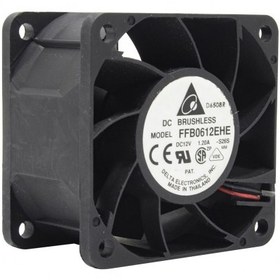 تصویر جت فن براشلس DC12V-1.2A دو سیمه FFB0612EHE سایز 6X6X3.8 مارک DELTA 