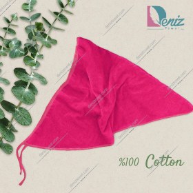 تصویر حوله سر طرح ساده مدل روسری رنگ سرخابی 