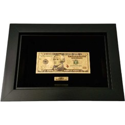 تصویر تابلو اسکناس روکش طلا طرح ده دلاری 