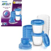 تصویر ظروف ذخیره غذای کودک ۱۰ عددی مدل SCF618/10 فیلیپس اونت Avent Philips AVENT Breast Milk Storage Cups And Lids, 10 6oz Containers