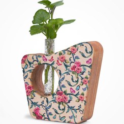 تصویر گلدان چوبی طرح پیچک 