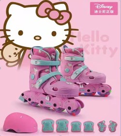 تصویر کفش اسکیت بچه‌گانه هلوکیتی Hello Kitty همراه با ست ایمنی EPRO 