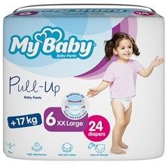 تصویر پوشک شورتی مای بیبی سایز 6 چهار بسته 24 عددی My Baby Pullup Baby Diaper size 6 pack of 24