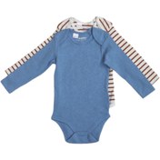 تصویر ست دو عددی بادی آستین بلند برند لوپیلو طرح کبریتی آبی قهوه ای | فروشگاه نام نیکو 