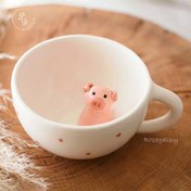 تصویر ماگ لاته‌خوری سرامیکی خوک (کدL096) 