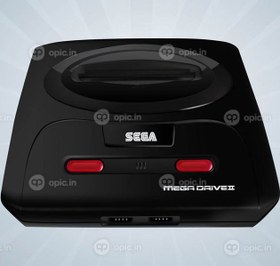 تصویر وکتور بازی و سرگرمی فیلم برداری از یک کنسول قدیمی گرافیک واقع گرایانه از Sega genesis دکمه های بزرگ در بالا و اتصالات فلزی برای کنترلرهای بازی وکتور رایگان برای بازی ها 