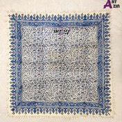 تصویر سفره قلمکاری آبی طرح گل بادام کد ۴۳۱ 