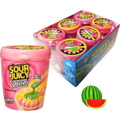 تصویر پاستیل ماری شکری با سس ترش sour juicy بسته 6 عددی طعم هندوانه 