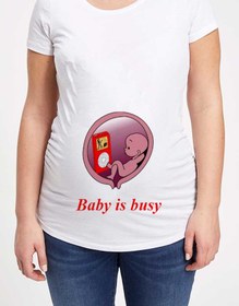 تصویر لباس بارداری با طرح baby is busy با امکان ویرایش کامل 
