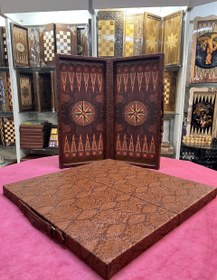 تصویر تخته نرد ام دی اف چرمی مدل کیفی لاکچری Luxury quality leather MDF backgammon board