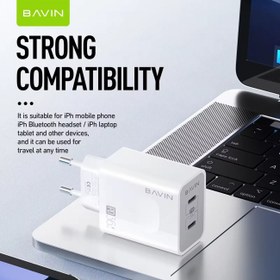 تصویر شارژر دیواری باوین Bavin PC859Y توان 36 وات با کابل 