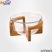 تصویر کاسه سرو لیمون مدل 2166 ظرفیت ۳ لیتر با پایه چوبی 