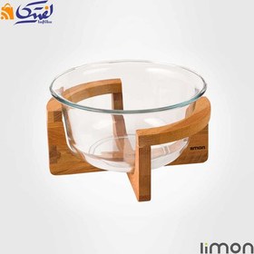 تصویر کاسه سرو لیمون مدل 2166 ظرفیت ۳ لیتر با پایه چوبی 