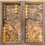 تصویر تخته نرد چوب گردو ریشه تک بازی طرح تیر ماه کد 10325 