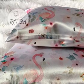 تصویر روبالشی ساتن ابریشم طرح فلامینگو 