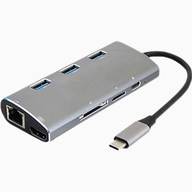 تصویر هاب و داک استیشن USB-C هشت پورت کی نت مدل K-MFCMS808 K-NET K-MFCMS808 8-in-1 USB Type-C Multifunction Docking Station