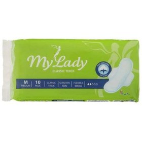 تصویر نوار بهداشتی بالدار مای لیدی مدل Classic Thick سایز متوسط 10 عدد May Laydy Classic Thick Medium Sanitary Pad - 10 Pcs