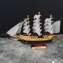 تصویر کشتی ایرانی چوبی بادبان سفید30سانتی متر کد720012 