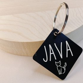 تصویر پلاک لوزی مشکی مدل JAVA - 2.5 سانت / 3 حک / مشکی 
